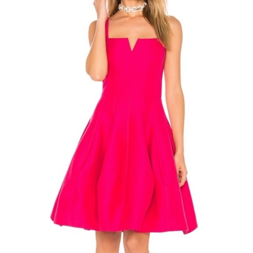 Halston‎ Heritage Hot Pink Tulip Mini Dress Women's Size 2